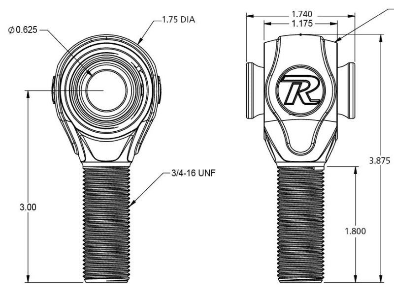 Ridetech R-Joint Rod End with 3/4in-16 Right Hand Thread