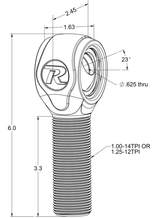 Ridetech R-Joint XL Rod End with 1.25in -12 Left Hand Thread