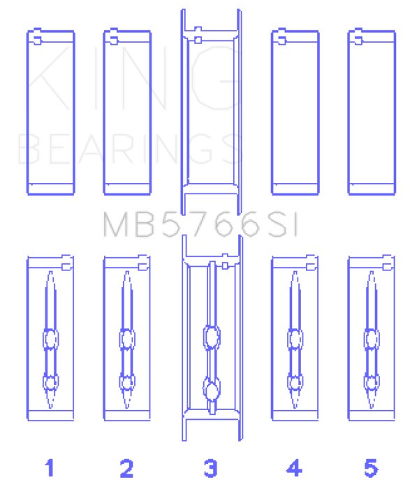 King GM LS1/2/4/6 (Housing Bore +.010) (Size .001 Oversized) Main Bearing Set