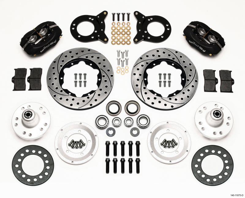 Wilwood Forged Dynalite Front Kit 11.00in Drilled 1970-1973 Mustang Disc & Drum Spindle